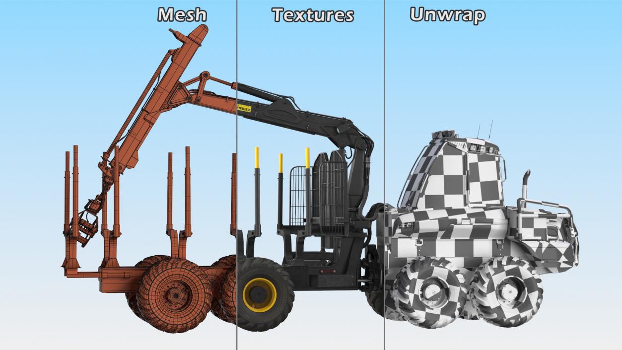 Forwarder Ponsse Buffalo 8W Rigged 3D model