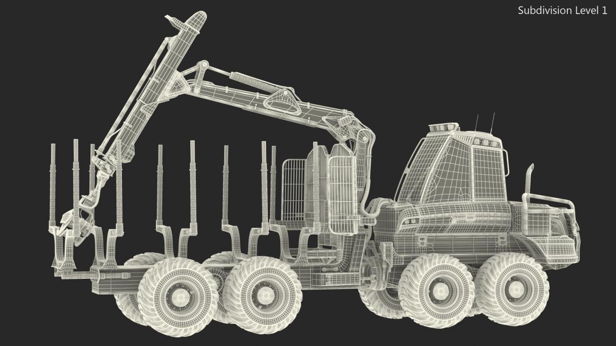 Forwarder Ponsse Buffalo 8W Rigged 3D model