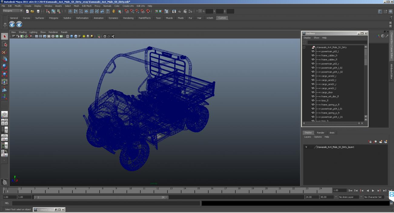 3D 2019 Camo Dirty Kawasaki Mule SX 4x4