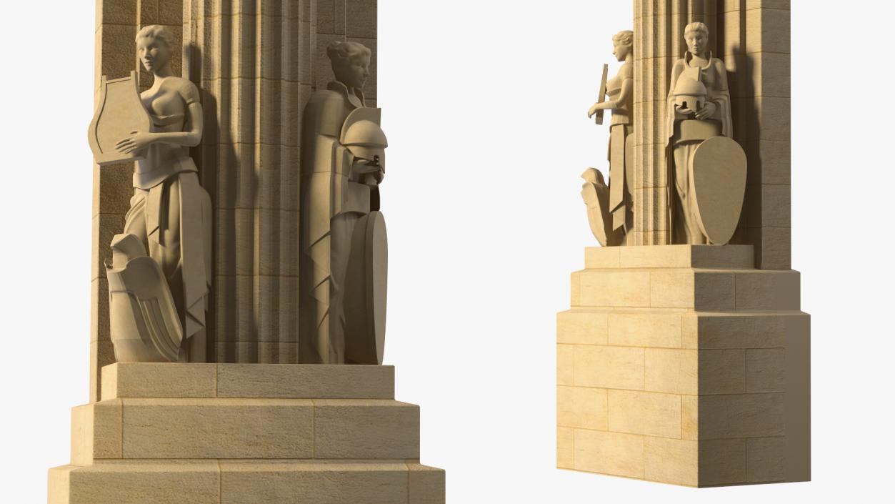 3D Hearst Towers Column with Statues model