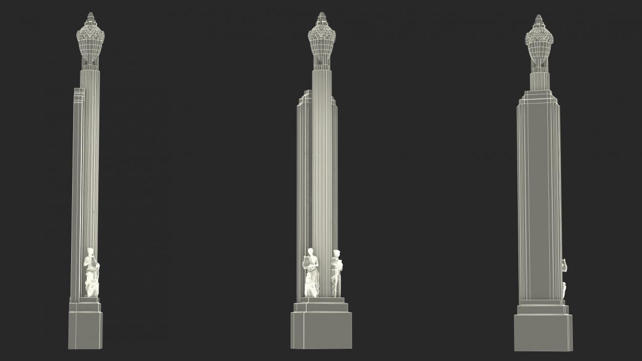 3D Hearst Towers Column with Statues model