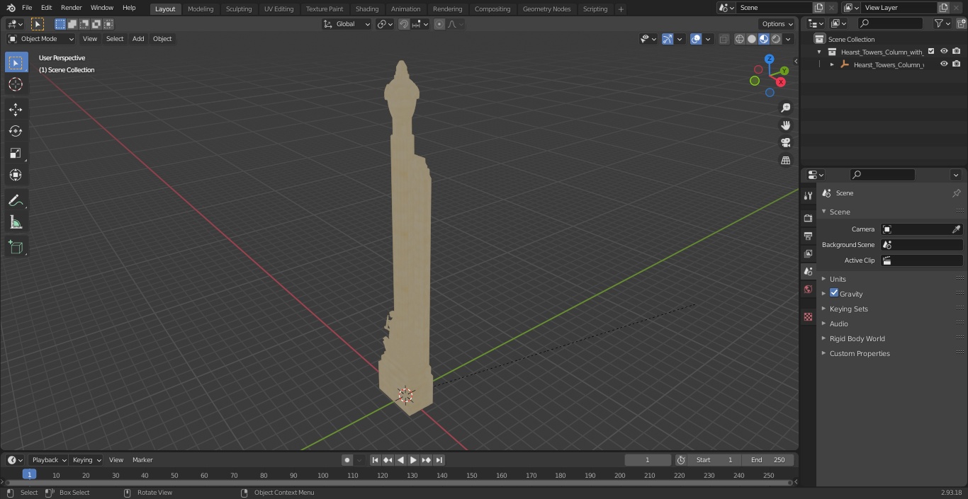 3D Hearst Towers Column with Statues model