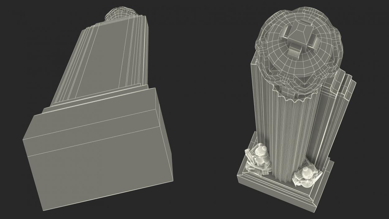 3D Hearst Towers Column with Statues model