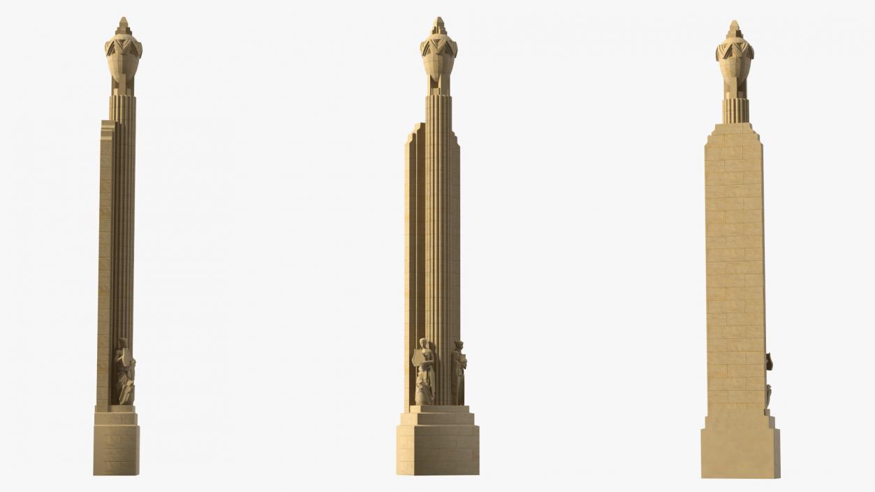 3D Hearst Towers Column with Statues model