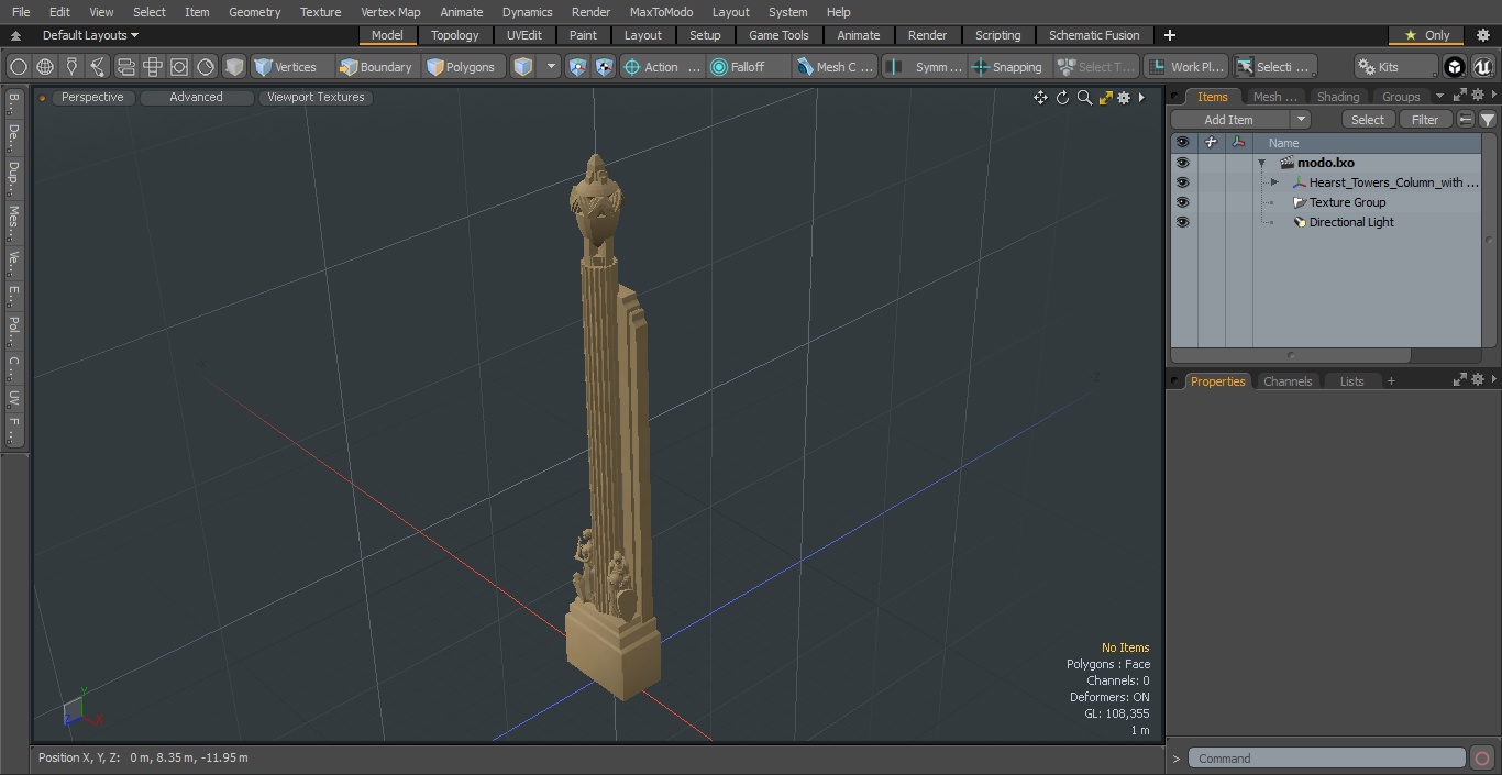 3D Hearst Towers Column with Statues model