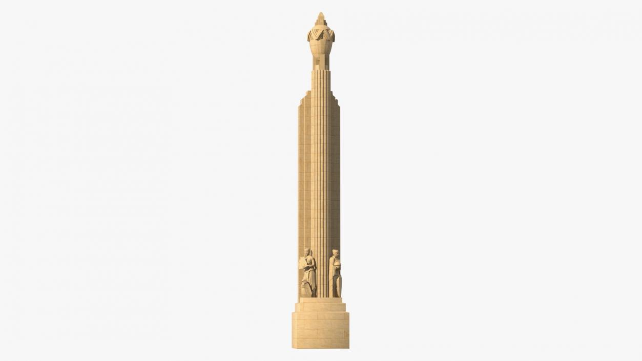 3D Hearst Towers Column with Statues model