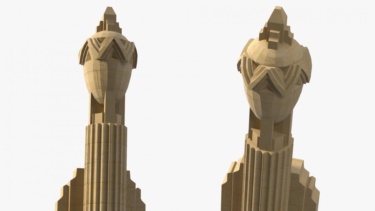 3D Hearst Towers Column with Statues model