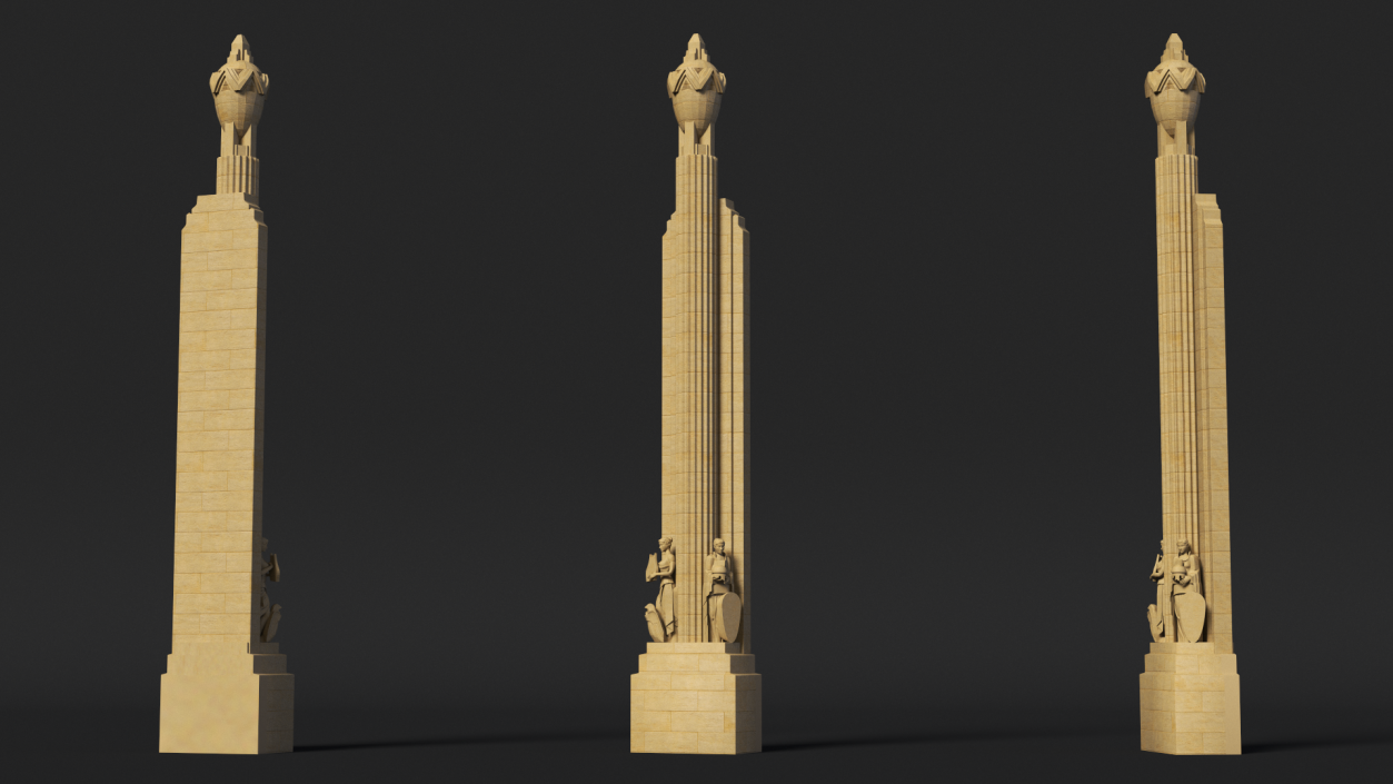 3D Hearst Towers Column with Statues model