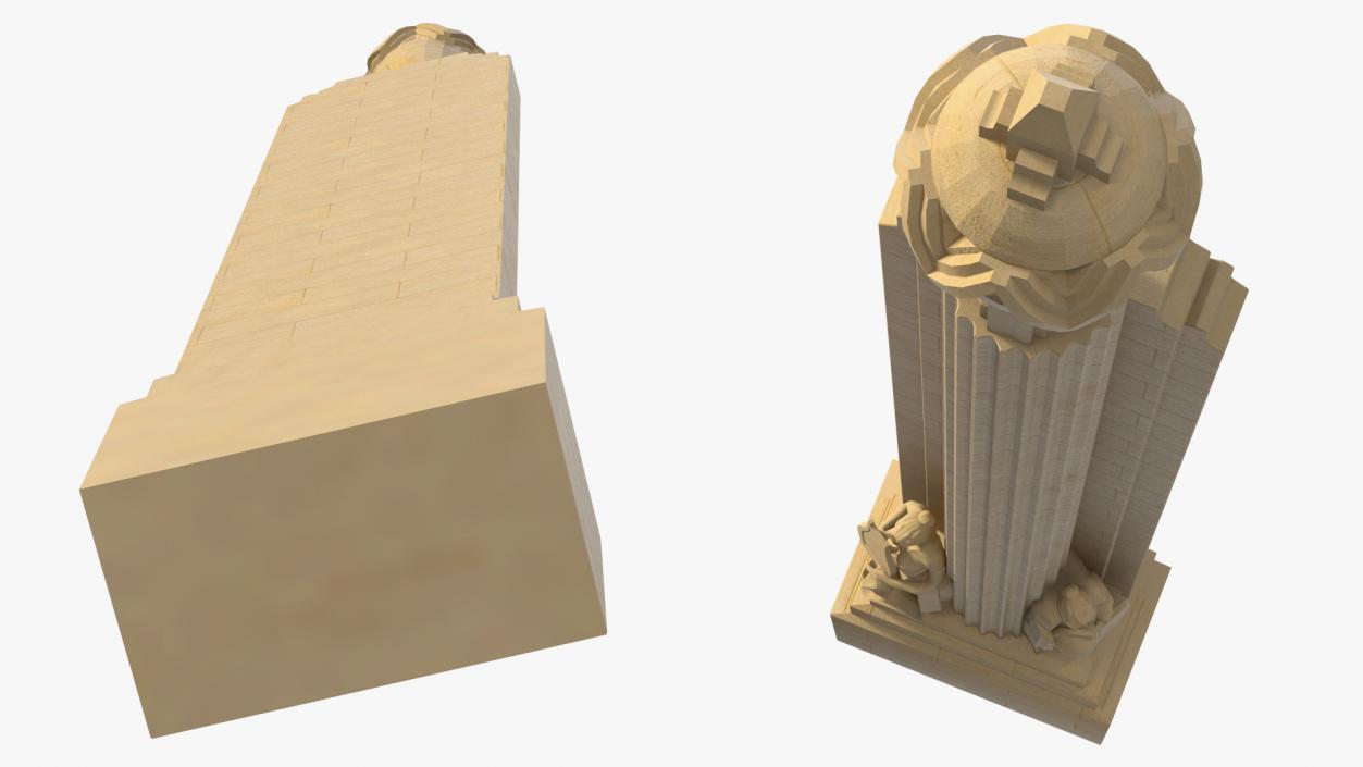 3D Hearst Towers Column with Statues model