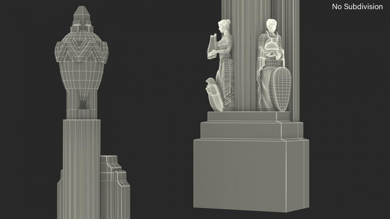 3D Hearst Towers Column with Statues model