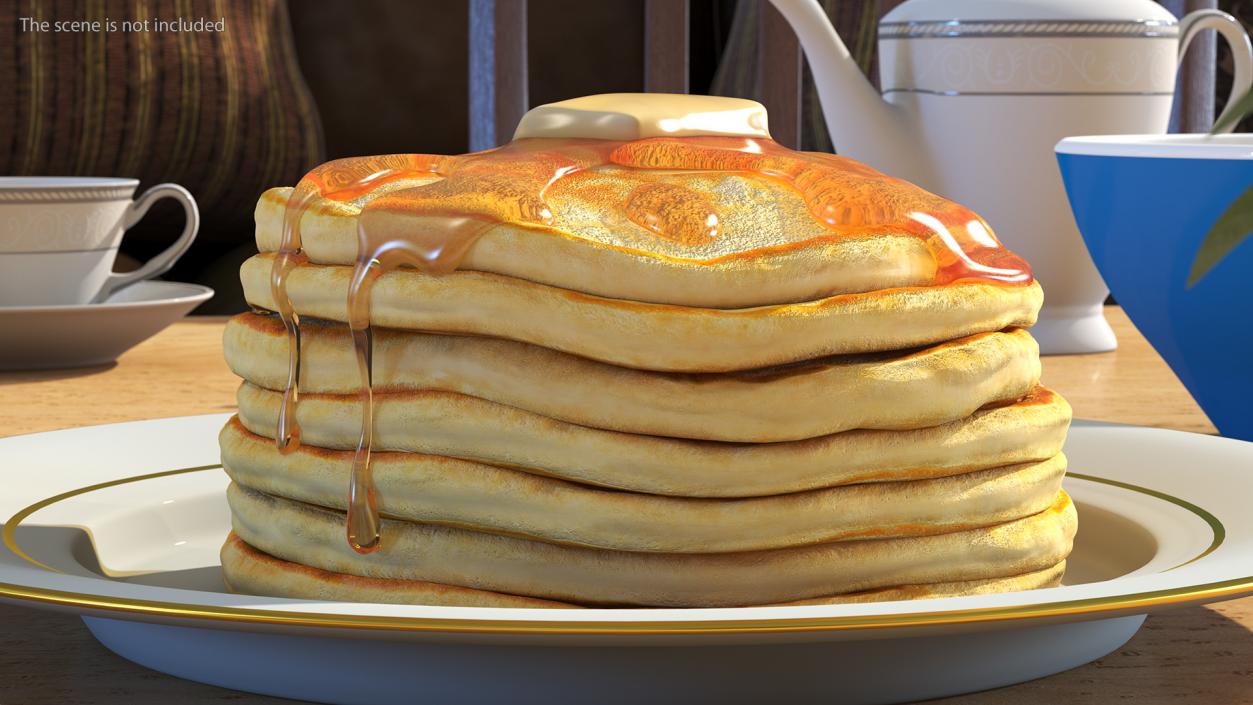 Pancakes Poured with Butter 3D