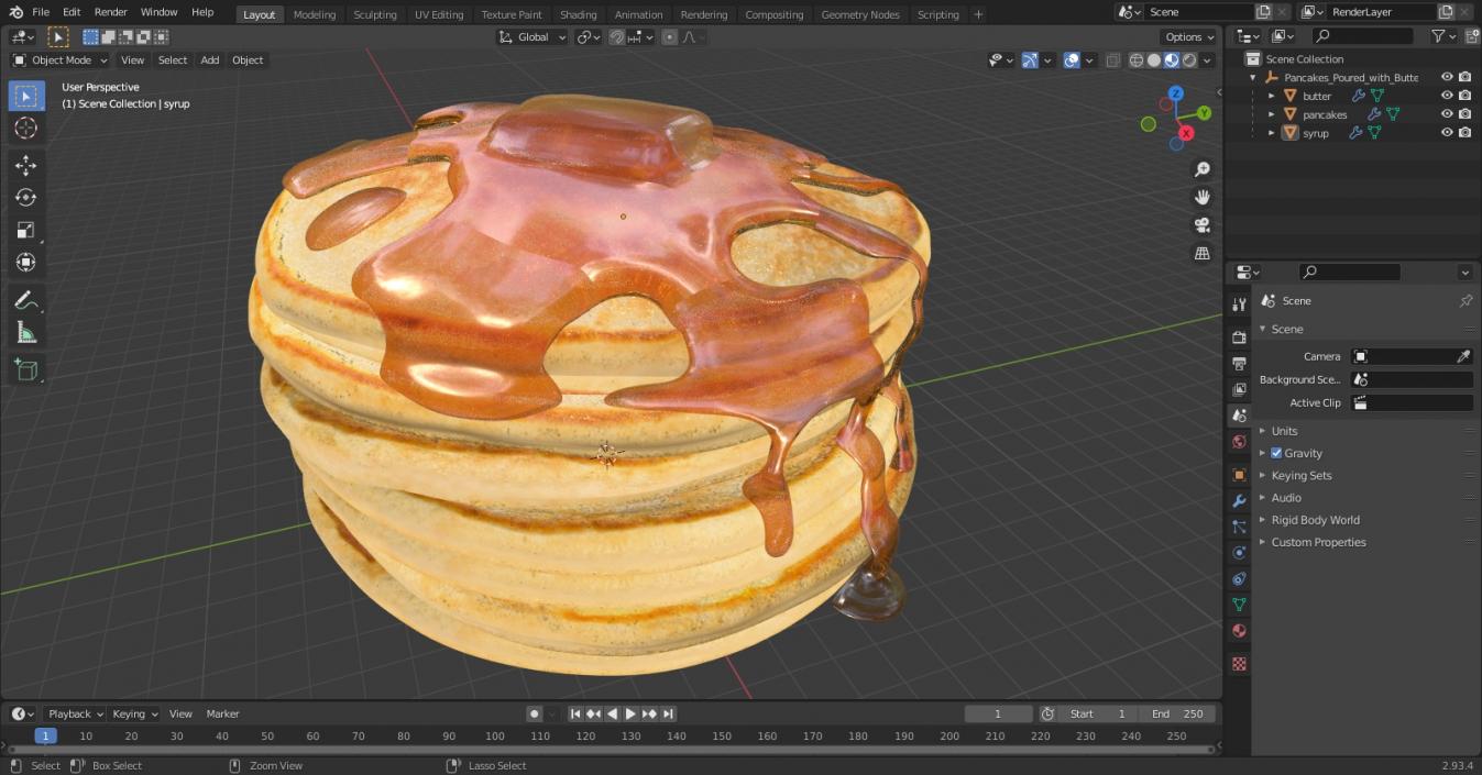 Pancakes Poured with Butter 3D