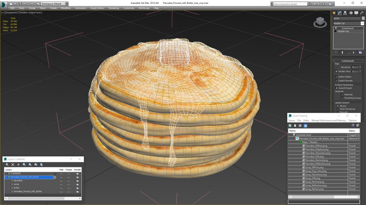 Pancakes Poured with Butter 3D