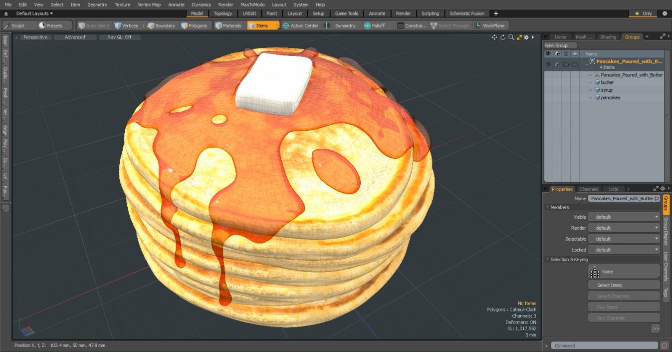 Pancakes Poured with Butter 3D