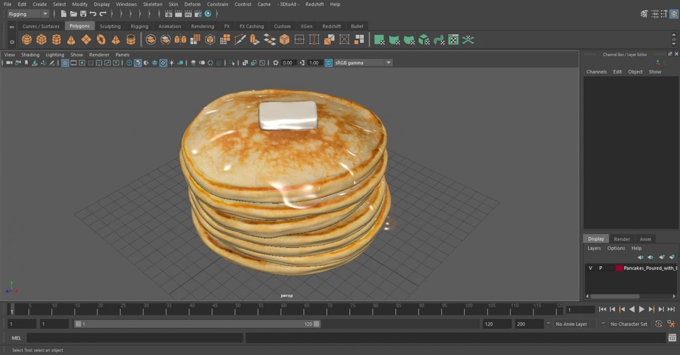 Pancakes Poured with Butter 3D