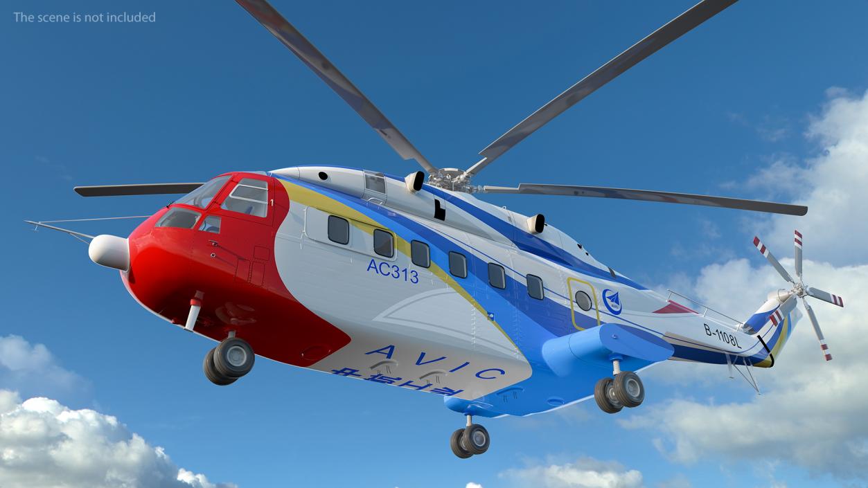 Avicopter AC313 Civilian Helicopter Rigged 3D