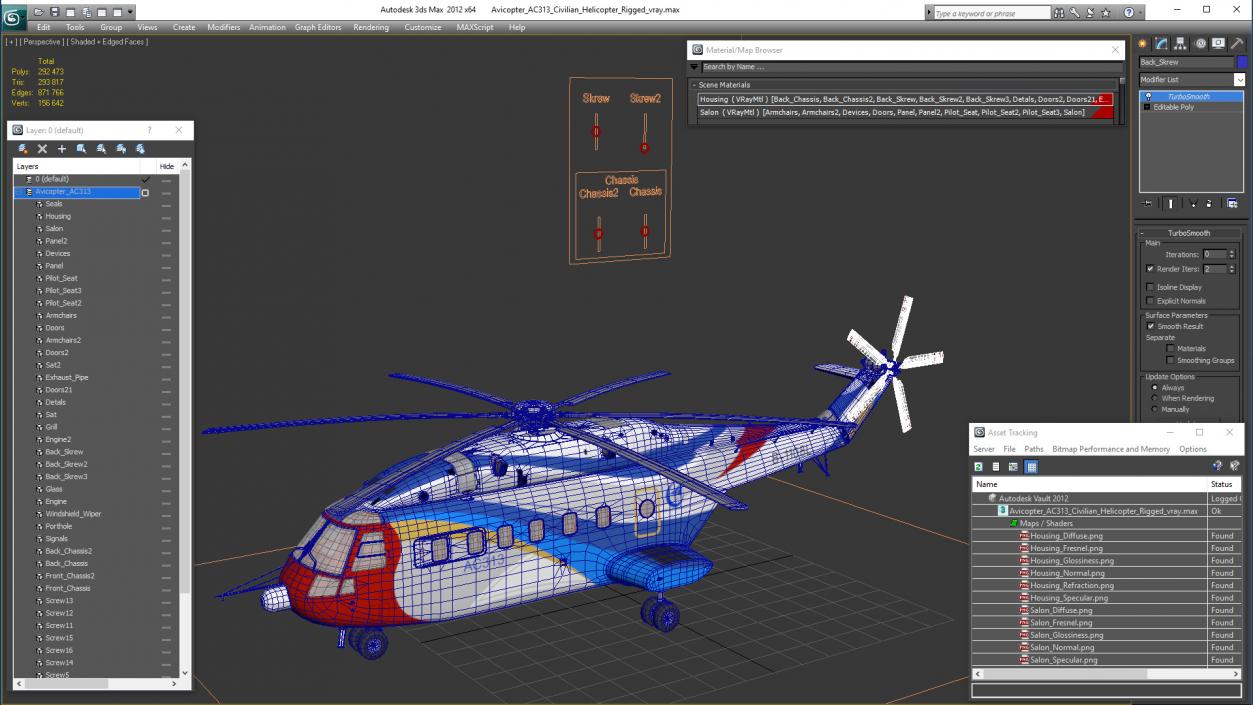 Avicopter AC313 Civilian Helicopter Rigged 3D