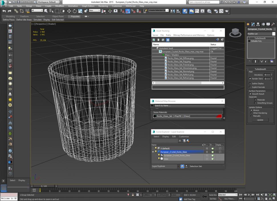 3D European Crystal Rocks Glass model