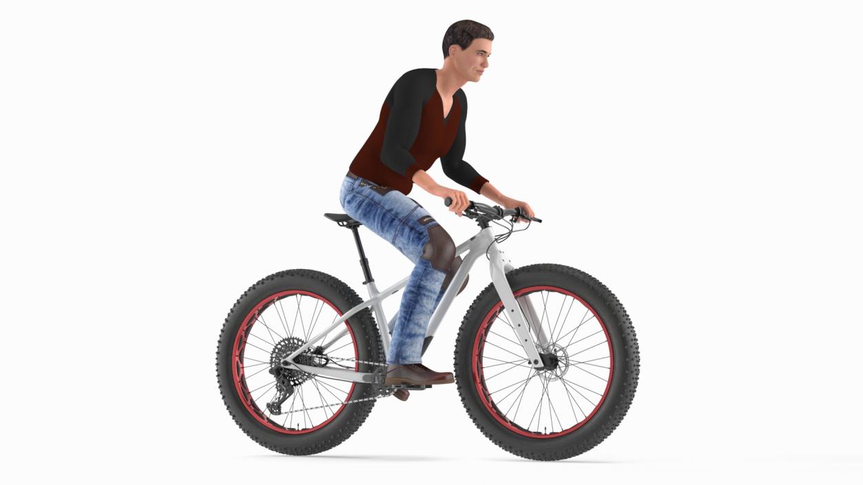 Cyclist on Trek Fat Bike 3D model