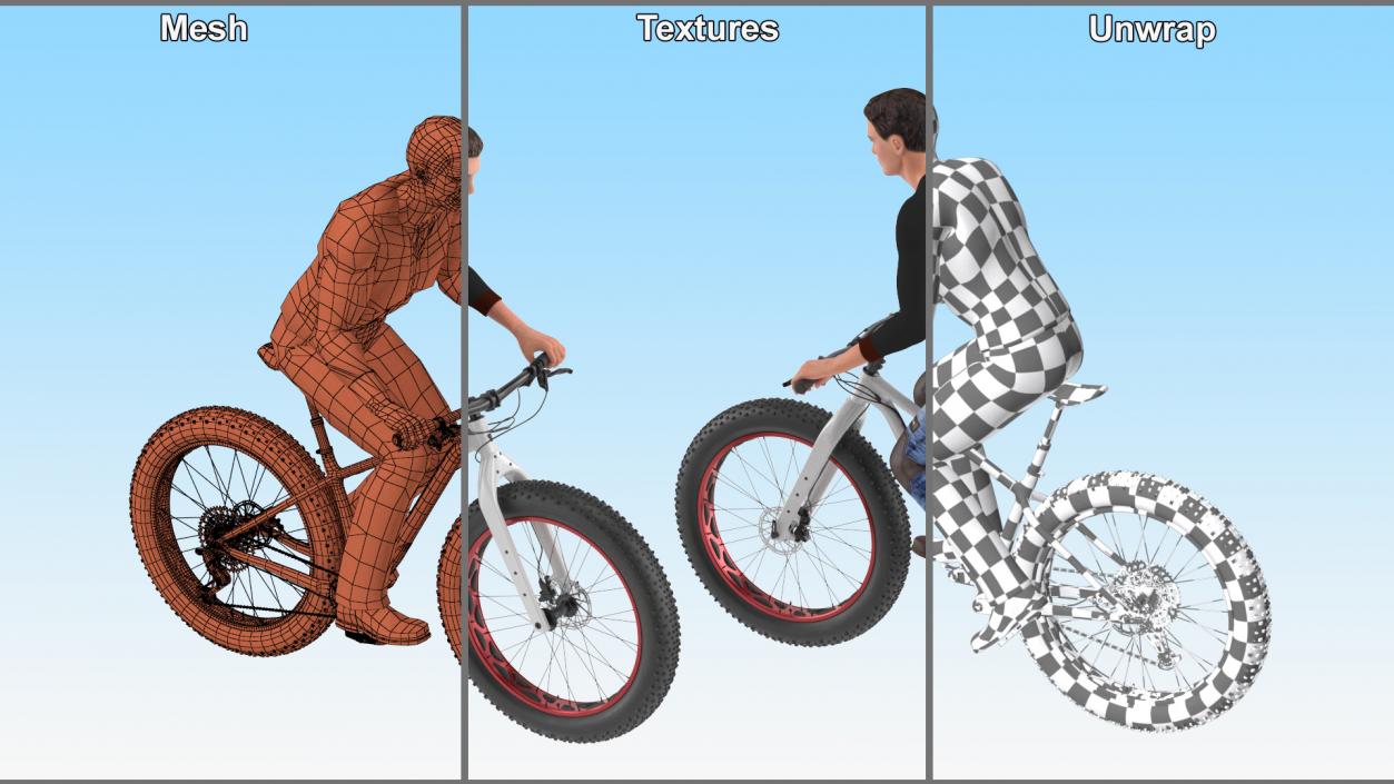 Cyclist on Trek Fat Bike 3D model