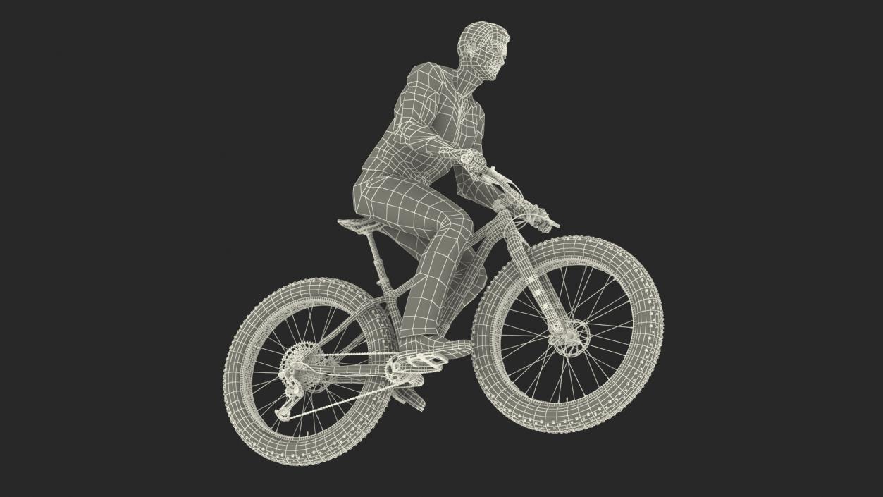 Cyclist on Trek Fat Bike 3D model