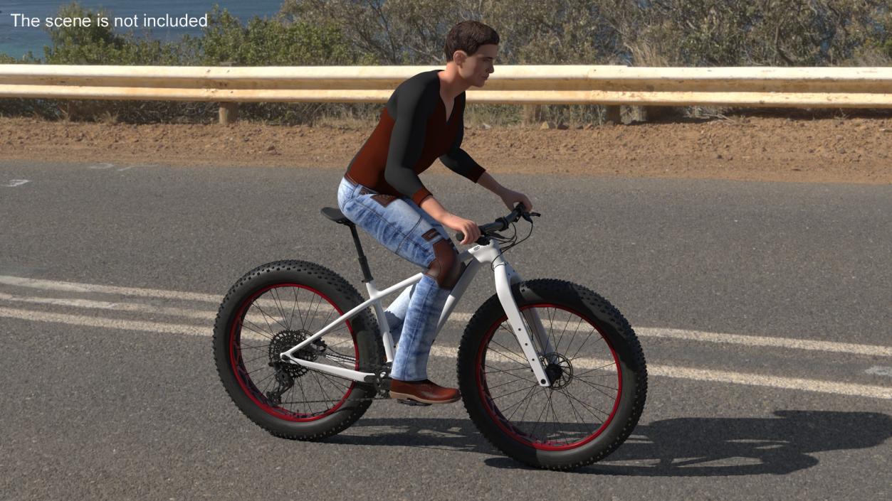 Cyclist on Trek Fat Bike 3D model