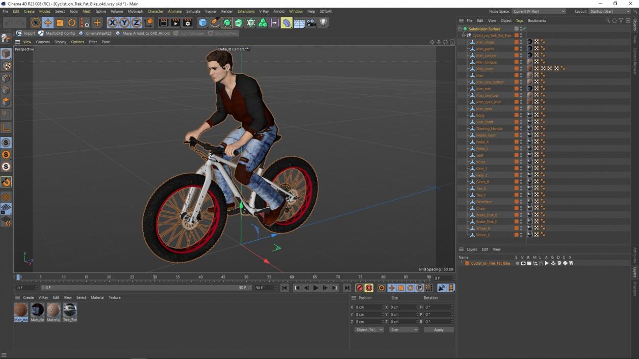 Cyclist on Trek Fat Bike 3D model