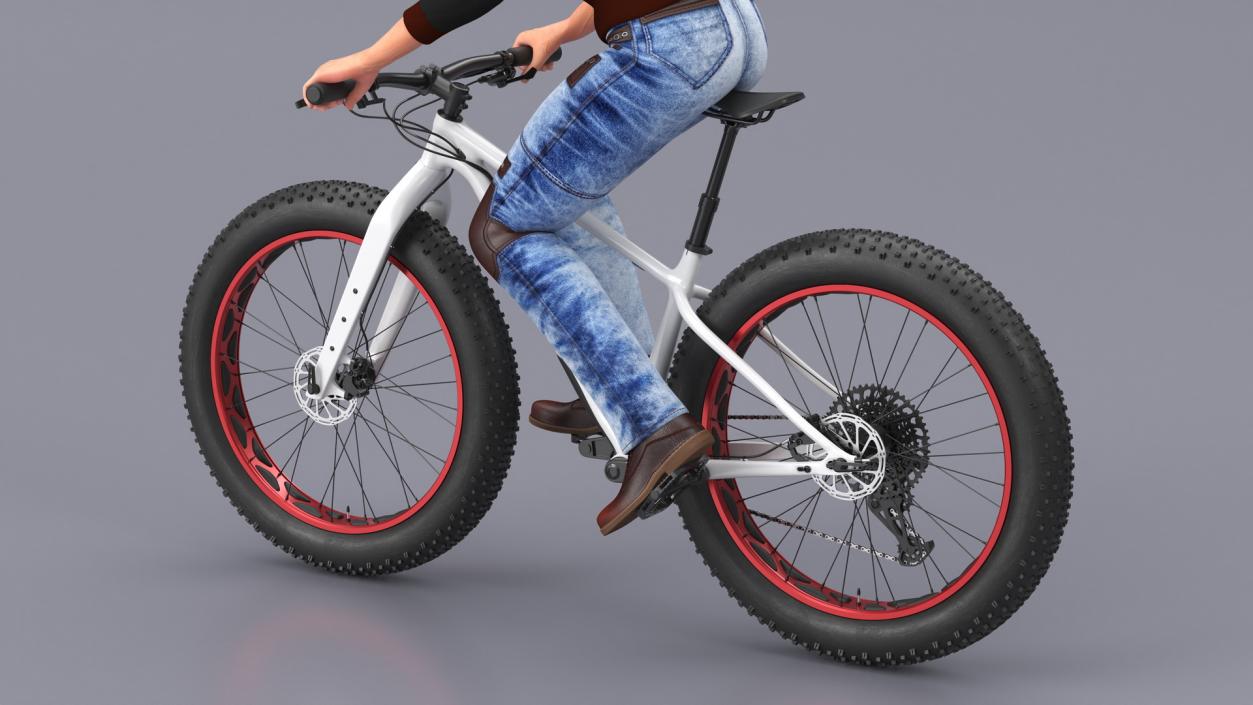 Cyclist on Trek Fat Bike 3D model