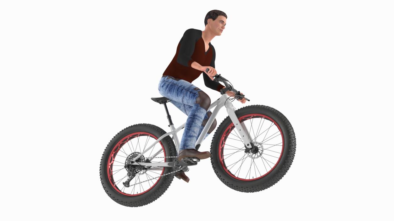 Cyclist on Trek Fat Bike 3D model