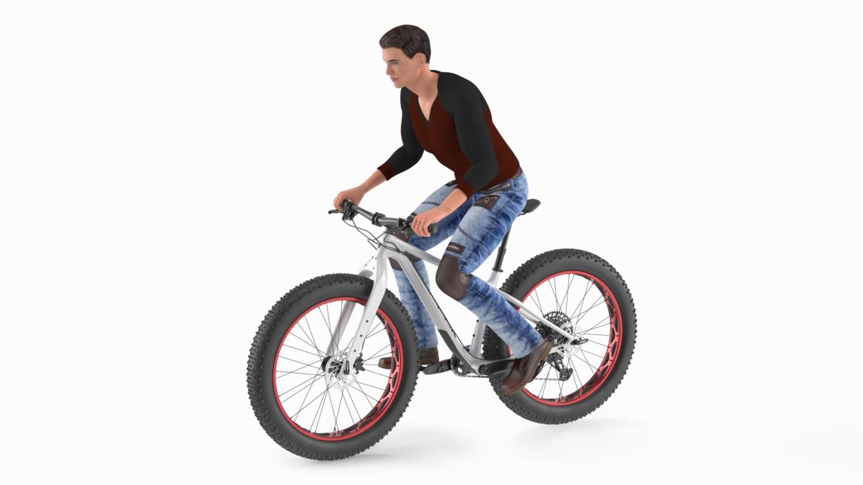 Cyclist on Trek Fat Bike 3D model