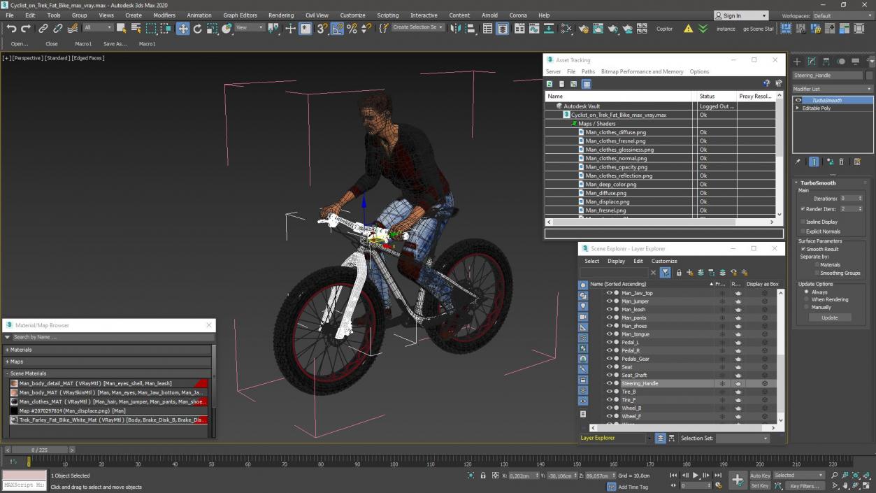 Cyclist on Trek Fat Bike 3D model