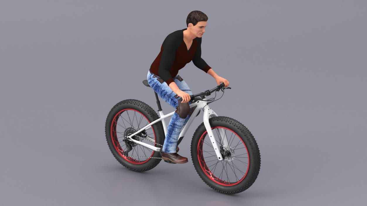 Cyclist on Trek Fat Bike 3D model