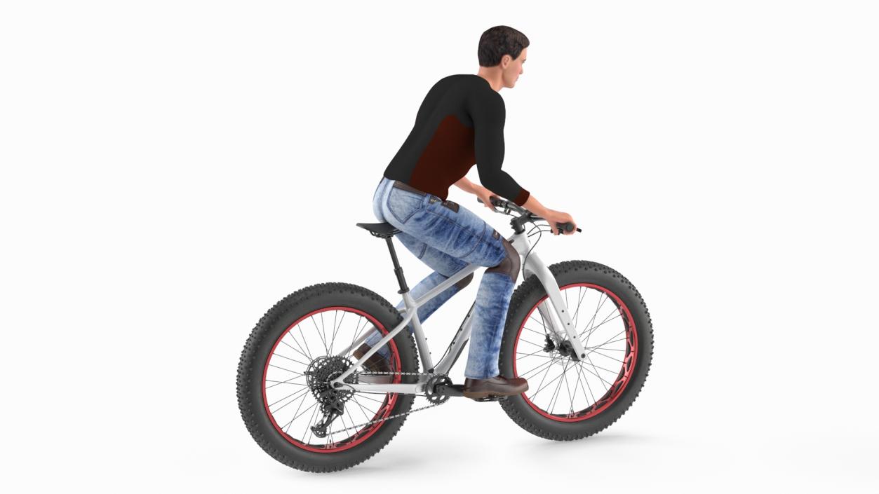 Cyclist on Trek Fat Bike 3D model