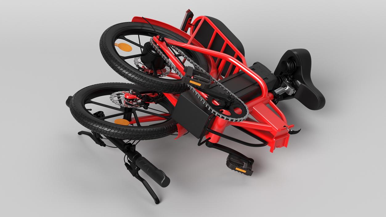 3D E-Bike with Removable Battery Red model