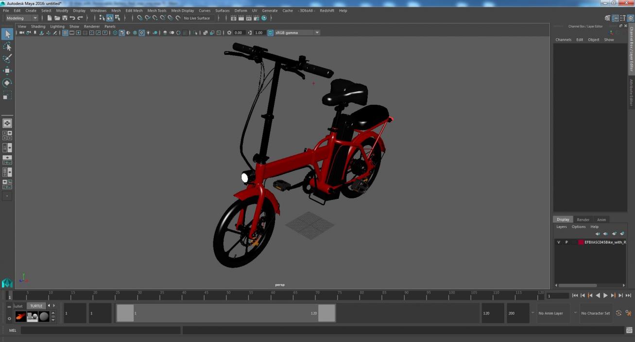 3D E-Bike with Removable Battery Red model