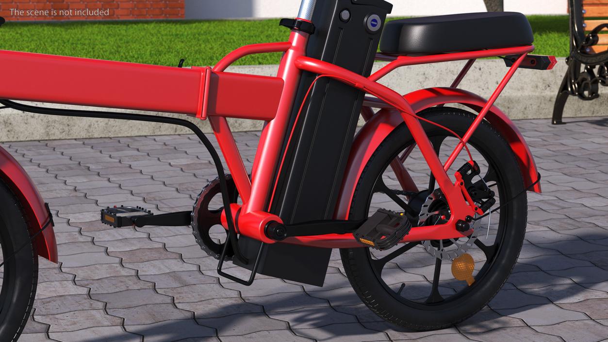 3D E-Bike with Removable Battery Red model