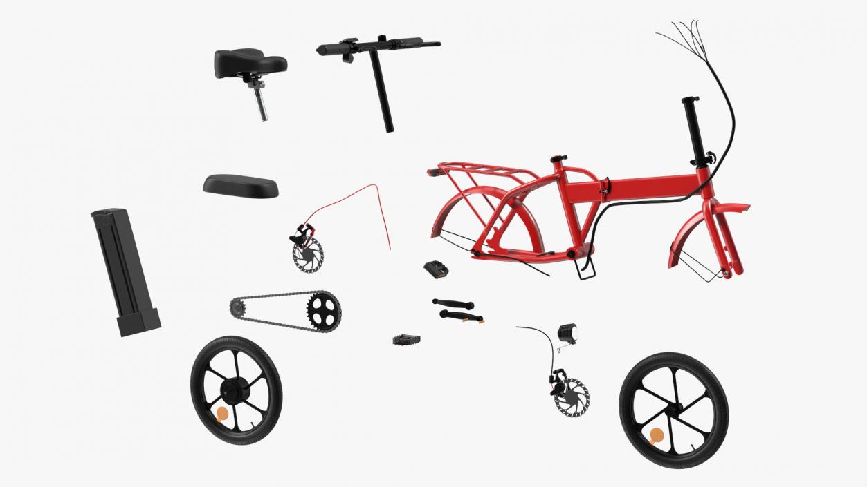 3D E-Bike with Removable Battery Red model