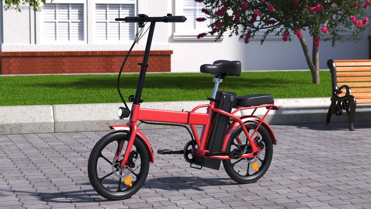 3D E-Bike with Removable Battery Red model