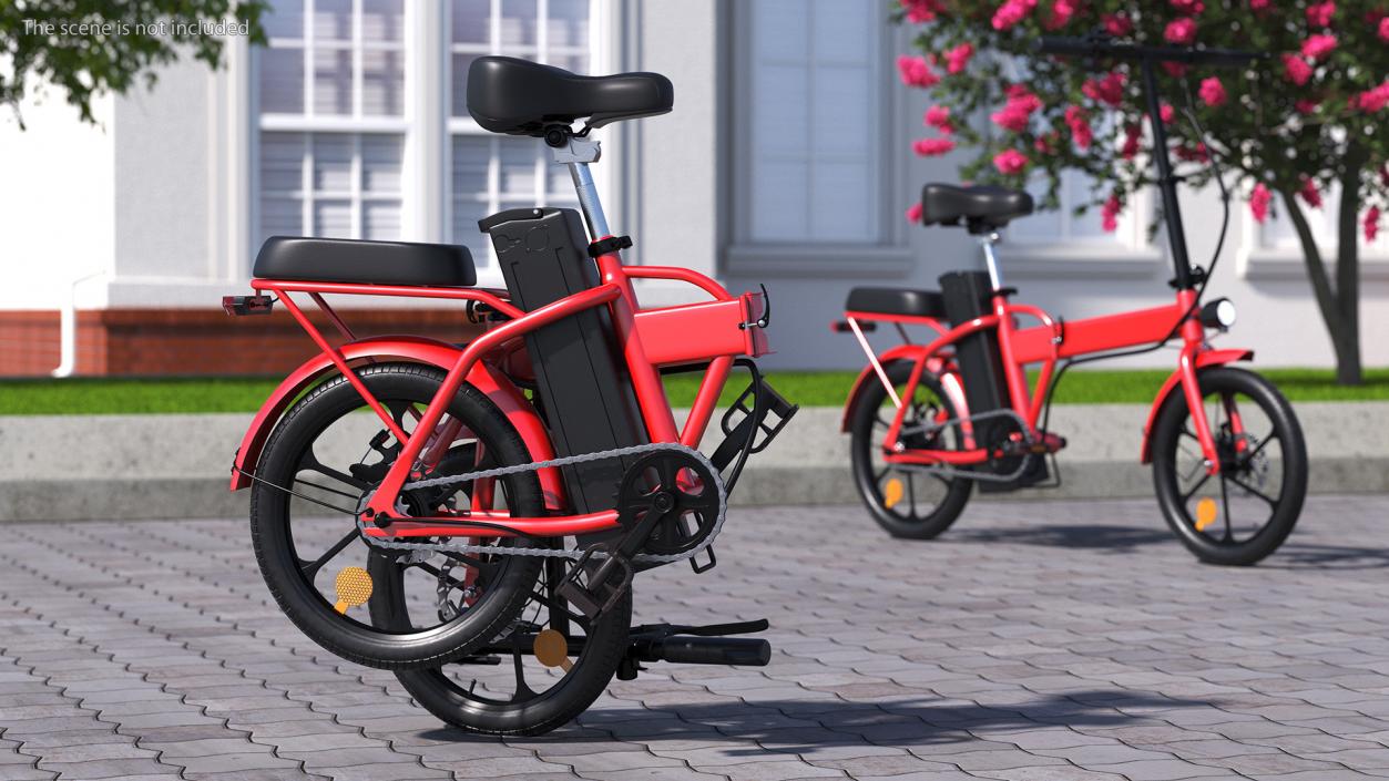 3D E-Bike with Removable Battery Red model