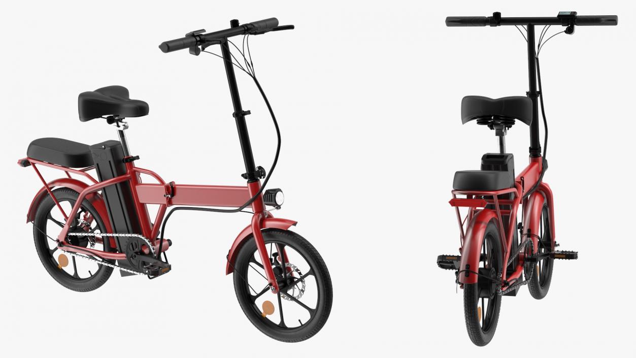 3D E-Bike with Removable Battery Red model