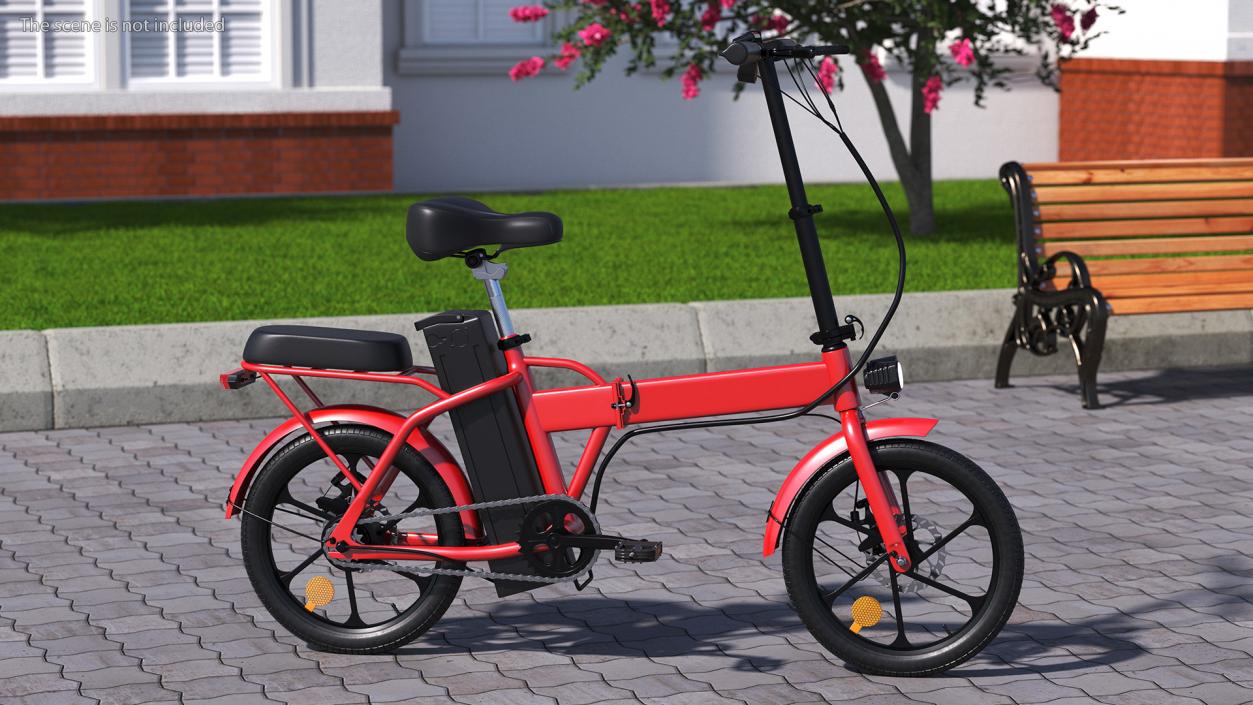 3D E-Bike with Removable Battery Red model