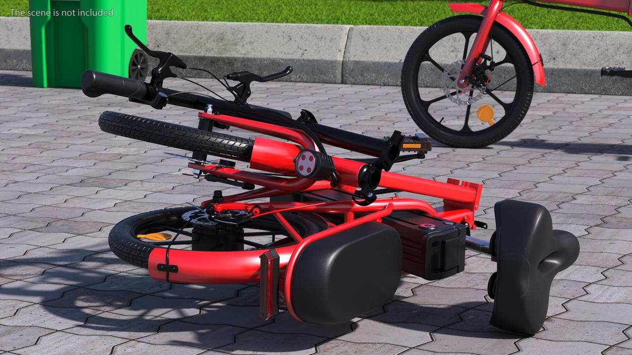 3D E-Bike with Removable Battery Red model