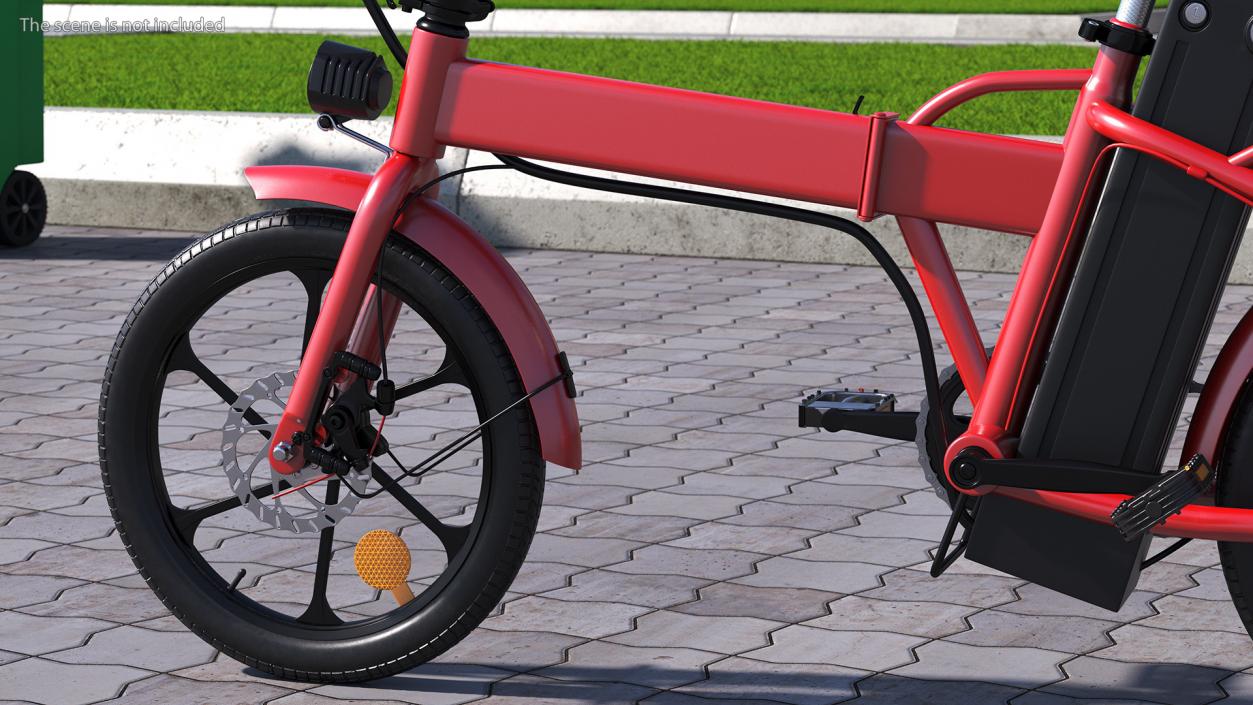 3D E-Bike with Removable Battery Red model