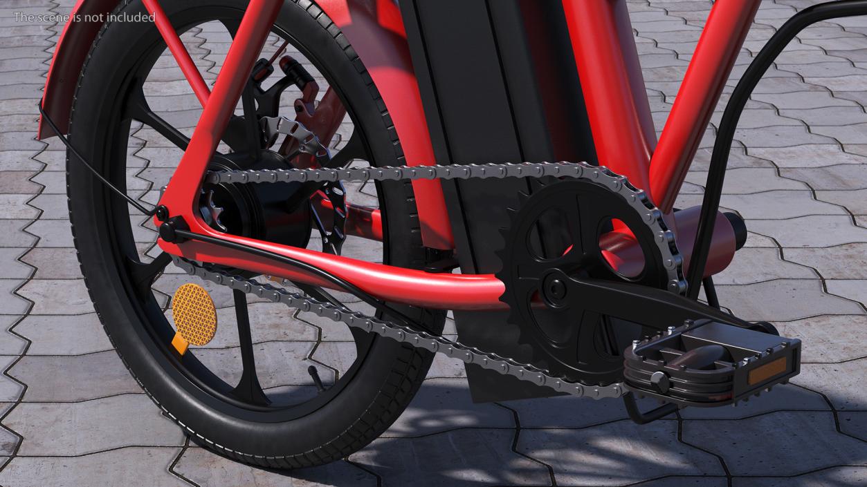 3D E-Bike with Removable Battery Red model