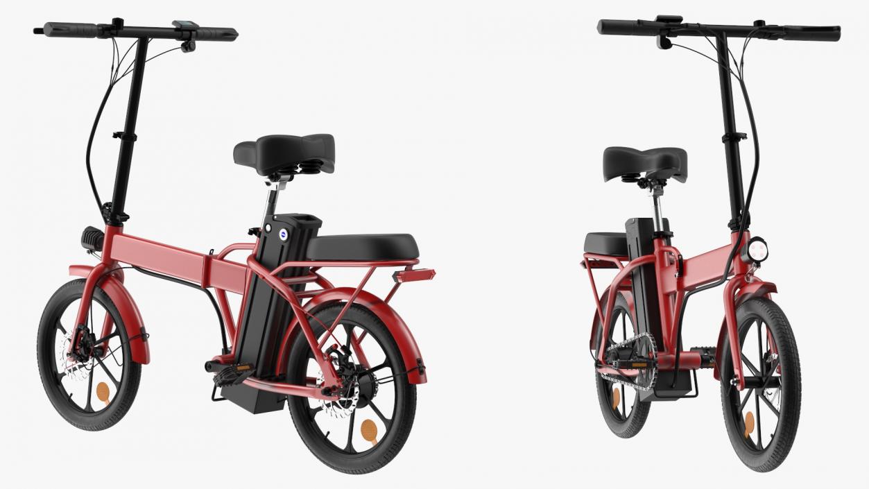 3D E-Bike with Removable Battery Red model