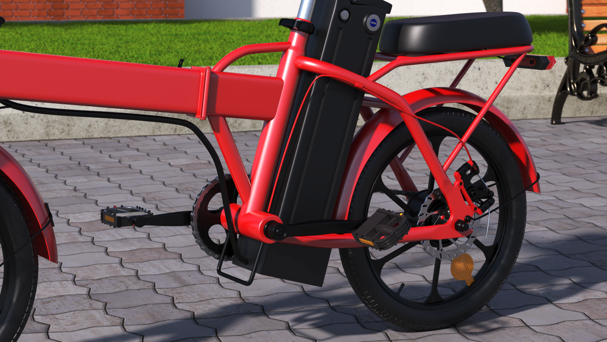 3D E-Bike with Removable Battery Red model