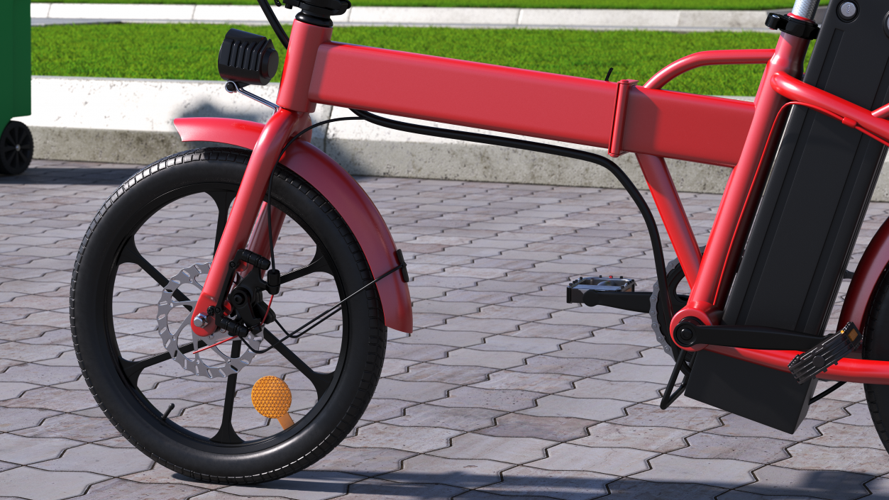 3D E-Bike with Removable Battery Red model