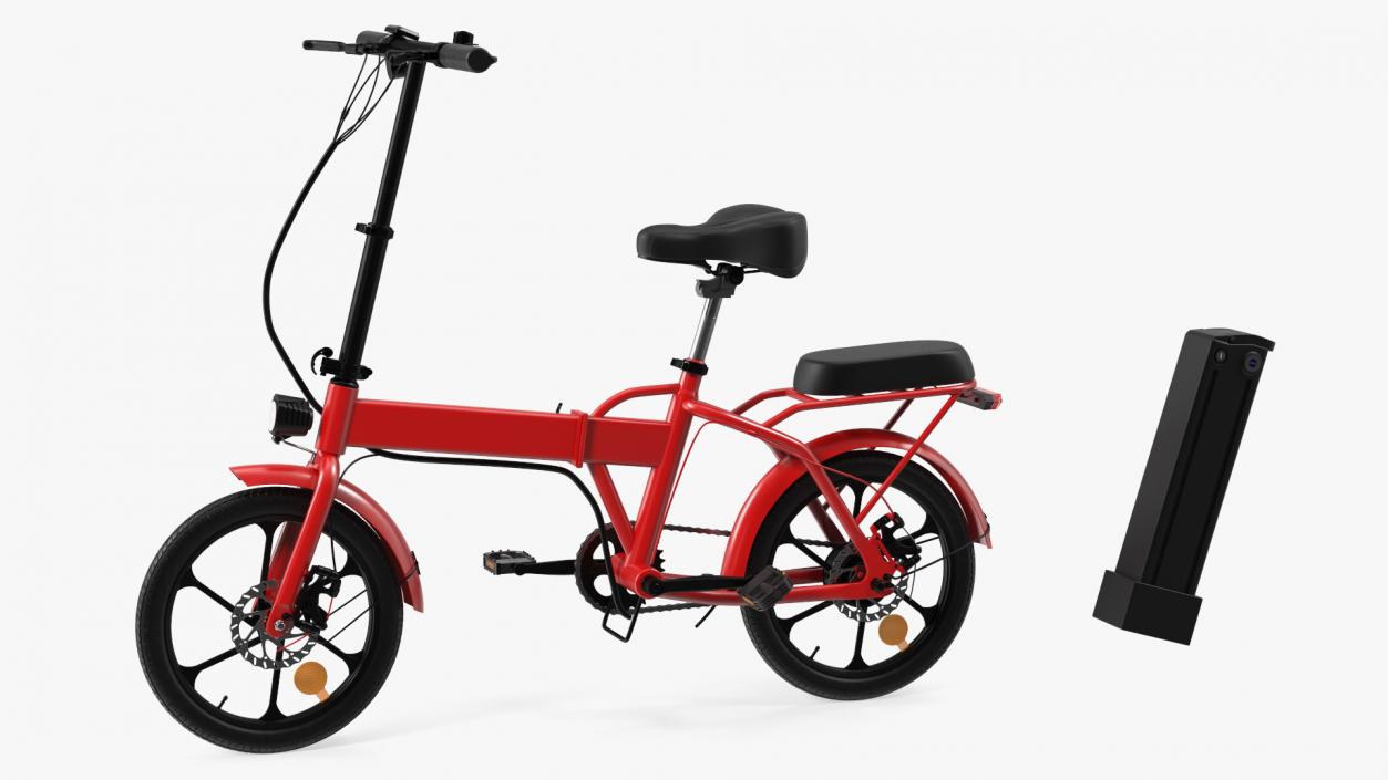 3D E-Bike with Removable Battery Red model