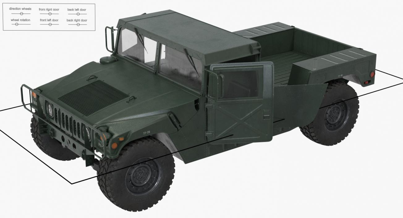 HMMWV M998 Rigged 3D