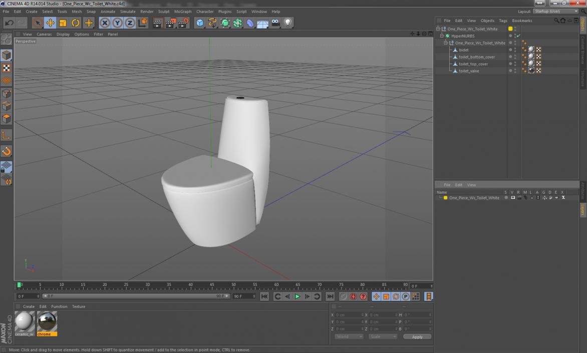 3D model One Piece Wc Toilet White